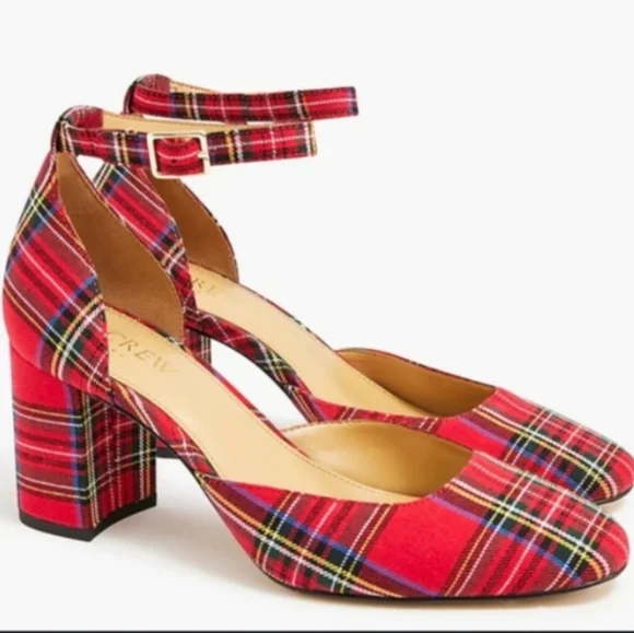J.Crew Tartan Plaid Strappy Women's Heels Shoes Pumps - Picture 1 of 12